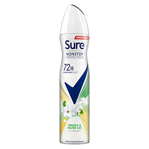 Sure Women Antiperspirant Deodorant Aerosol Nonstop Freesia & Water Lily 250ml, 250 ml (Pack of 1)