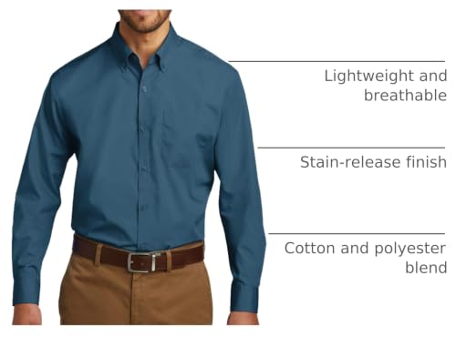 Image of Port Authority Men's Long Sleeve Carefree Button-Down Poplin Shirt