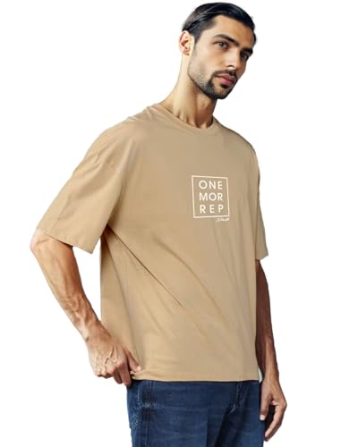 Image of Men's Oversized Black T-Shirt - inchOne More Rep inch Printed Gym Workout Cotton Tee | Casual Streetwear for Men | Tshirt for Men