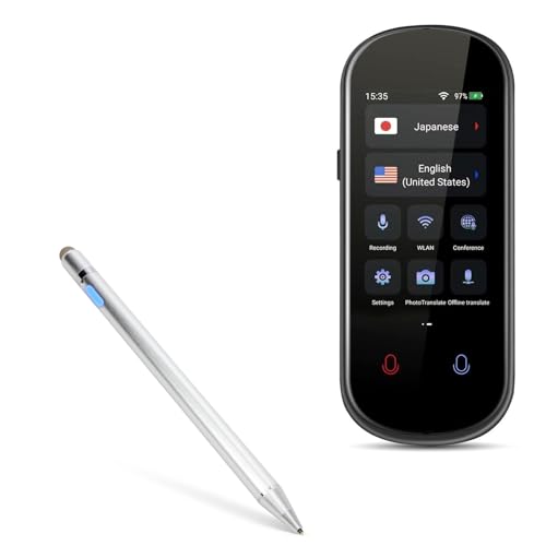 BoxWave Stylus Pen Compatible with Hweryho Instant Lanquage Translator (3 in) - AccuPoint Active Stylus, Electronic Stylus with Ultra Fine Tip - Metallic Silver