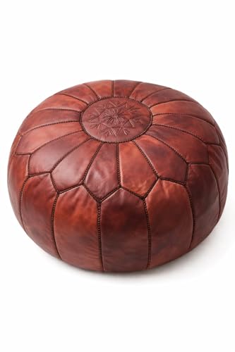 Lujosos pufs de cuero marroquíes: la artesanía tradicional se une al diseño moderno para que su hogar disfrute de una vida elegante y momentos de relax.(Marrón)