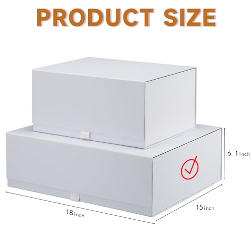 Image of Rsgift 3 Packs Gift Box 18x15x6.1 Inches,White Gift Boxes with Lids,Collapsible Groomsmen Proposal Box with Magnetic,Extra Large Gift Boxes for Presents,Wedding,Christmas,Birthday