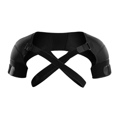 NUMNBE Envoltura de correa de soporte de soporte doble de hombro: protector de hombro ajustable para mujeres y hombres, negro, cómodo apoyo para el hombro para alivio de lesiones,