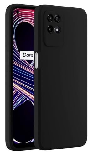 Image of BlazeTech for [ Realme Narzo 50 4G / Realme 8i ] Liquid Silicone Back Case Cover Flexible |Inner Lining| with Camera Protection Back Cover for [ Realme Narzo 50 4G / Realme 8i ] - Black