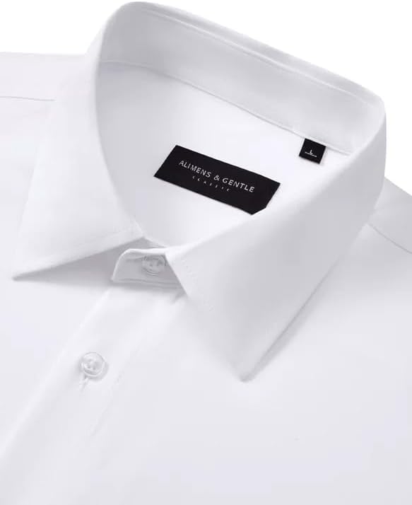 Alimens & Gentle Men's Dress Shirts Long Sleeve Wrinkle Free Stretch Solid Formal Business Button Down Shirts - Image 5