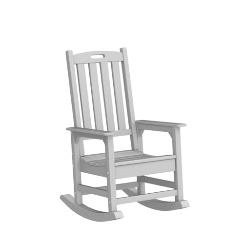 Image of Psilvam Outdoor Rocking Chairs Set of 2, Oversized Porch Rocker (Gray)