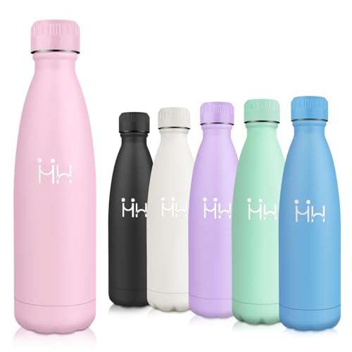 Motswedi Botella Agua Acero Inoxidable, 500ml Sin BPA, Botella Termica, Mantener 12H Caliente/24 Frío, Cantimplora, Prueba de Fugas, Botella Agua para Niños, Deporte, Oficina, Yoga, Ciclismo, Rosa