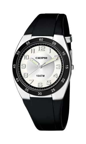 CALYPSO Reloj Hombre Analógico de Caucho Negro - Movimiento de Cuarzo - Resistente al Agua 10 ATM - Relojes Hombre K5753/5 Street Style