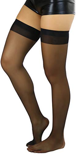 Image of ToBeInStyle Women's Sheer Banded Thigh High Socking w /Opaque Band