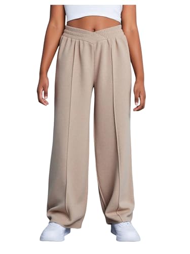 SHENHE Girl's Wide Leg Sweatpants Crossover Elastic Waist Loose Sweatpants Casual Athletic Pants