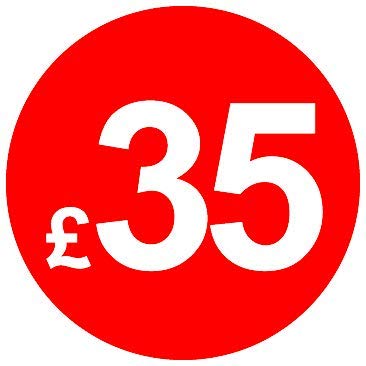 £ Red Price Stickers - 20mm, £35, 5000 — image 1
