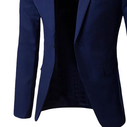 Mens Solid Color One Button Blazers Slim Fit Business Casual Suit Jacket Stylish Formal Daily Sport Coat3