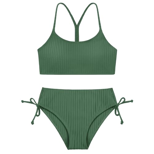 Image of Weixinbuy Girls Swimsuits Summer Bathing Suit for Teens Girls 2 Piece Bikini Set Solid Beach Swimsuit Swimwear for Girls