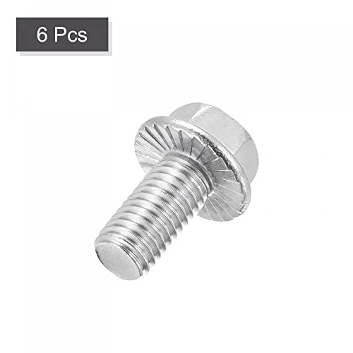Image of uxcell M10x20mm Hex Serrated Flange Bolts Screws Metric Thread 304 Stainless Steel 6pcs