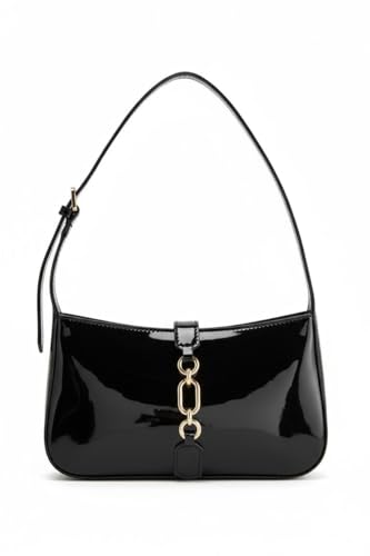Image of Premium PU Leather Sling Bag for Women | Elegant Chain Strap Crossbody Handbag | Stylish Small Shoulder Purse with Magnetic Button Closure