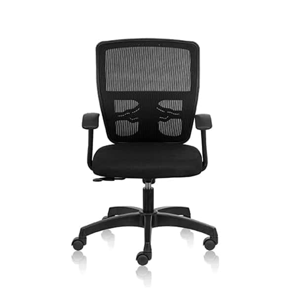 Image of Juno - Mid Back Chair with Fabric Seat with Arms - Black