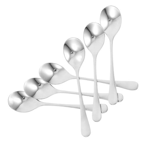 GRIRIW 6 piezas Cucharas de Sopa Inoxidable con Mango Cucharas de Cocina para Café y Postres Utensilios Versátiles y Duraderos para Comidas y Reuniones