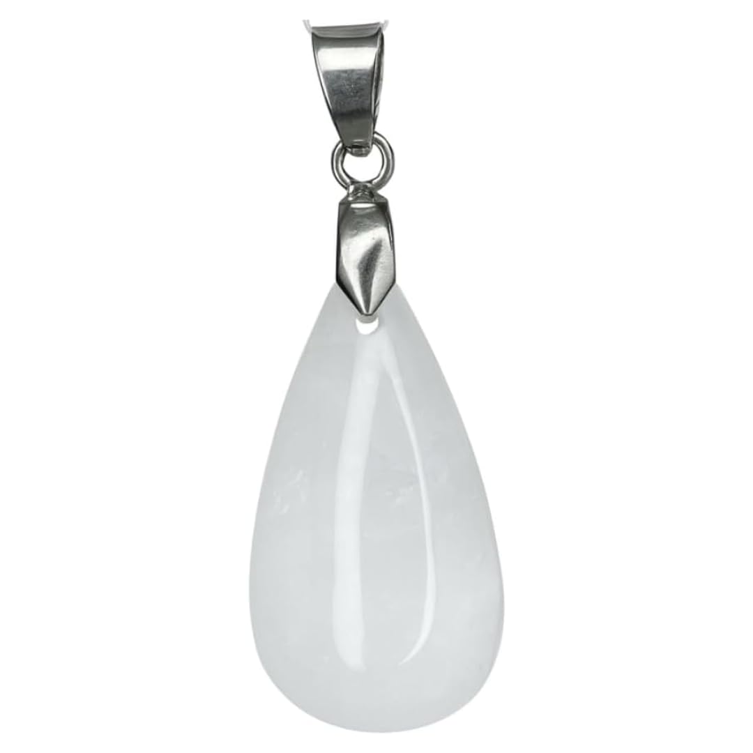 Pendentif Goutte Quartz Blanc Laiteux Naturel – Pierre de Pureté & Clarté Intérieure – Bijou Énergétique Unisexe – Lithothérapie, Méditation & Bien-Être