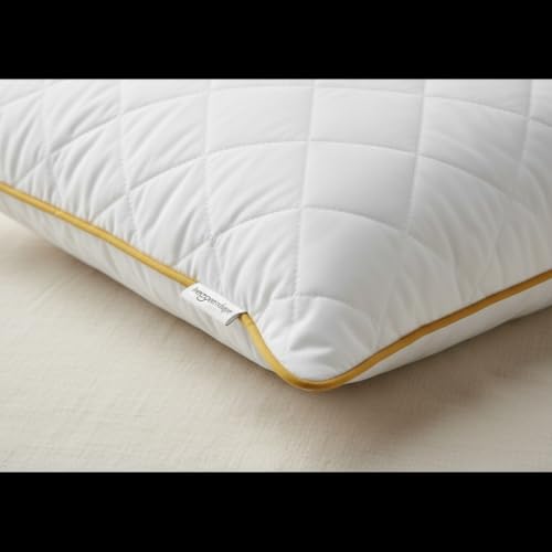 Image of Premium Quilted Microfiber Pillow for Sleeping | 3D Virgin Fiber Filled | Soft Neck Support Bed Pillow with Edge Piping | Mustard Yellow, 17x27 Inch