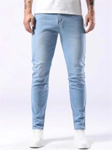 Men's Classic Washed Business Jeans Slim Distressed Stretch Straight Denim Pants2