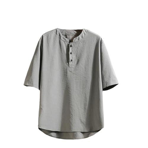 T-shirt homme coton et lin été style chinois Hanfu haut respirant boutons grenouille