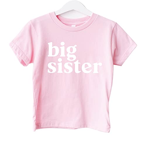 Big Sister Shirt Big Sister Announcement Toddler Shirts Promoted to Girls Outfit Sibling Reveal Announcement T-Shirt for Baby and Toddler Girls Sibling Outfits Big Sis Groovy Shirt