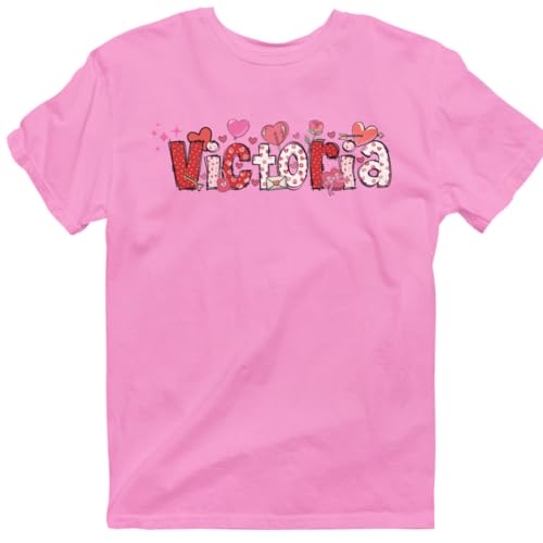 Girls' Personalized Valentine Font T-Shirt with Custom Name and Adorable Cliparts - Heartfelt Children's Tee for Valentine's Day - Unique and Fun Gift for Your Little Princess2