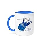 3dRose Flag County map of West Virginia with state na Ceramic Mug, Blue/White