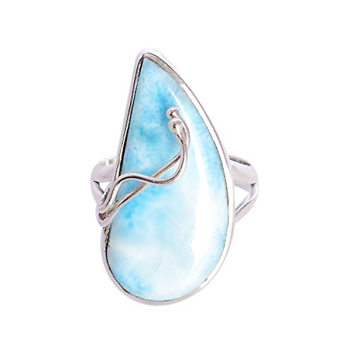 Larimar bleu argent 925 bague forme fantaisie bijoux mixtes pierres naturelles