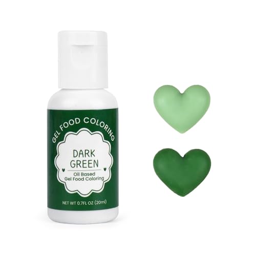Oil Based Food Coloring for Chocolate, 20ml Edible Dark Green Oil Based Food Coloring Gel for Cake Decorating, Sugar, Candy Melts, Baking, Cookies, Frosting, Cream- 0.7 Fl. Oz(Dark Green)