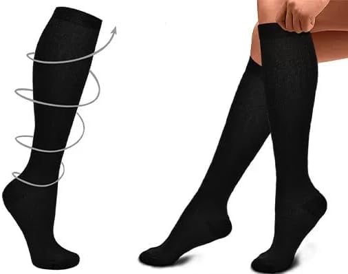Image of Compression Socks Men Women 20-30 mmHg Knee High Medical Athletic Compression Stockings For Running, Nurses, Pregnancy, Basketball, Football, Black