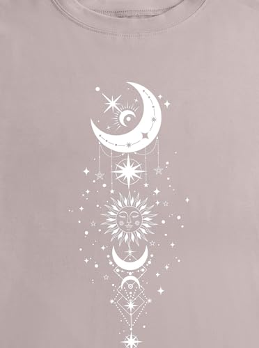 Image of Remidoo Women's Casual Oversized T Shirt Short Sleeve Graphic Tee Letter Sun Moon Shirts Grey XX-Large