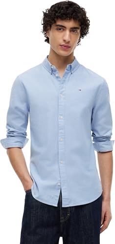 Tommy Jeans Tjm Slim Stretch Oxford Shirt Dm0dm09594 Camisa de manga larga, Azul (Perfume Blue), XXL Hombre