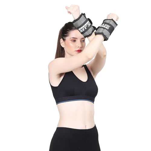 Image of De Jure Fitness Adjustable Ankle & Wrist Weights Pair (0.5KG x 2) for Men & Women | Strength Training, Walking, Running, Workout, Yoga | Comfortable, Durable | Grey - 1KG