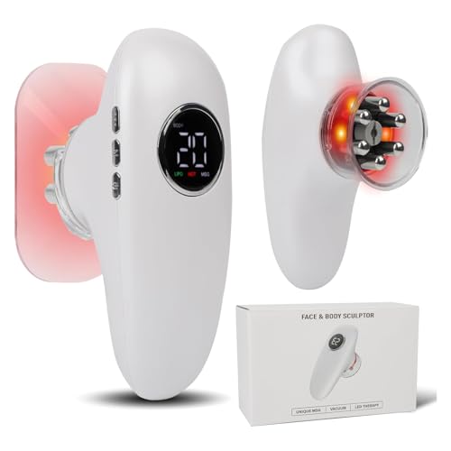 4 in 1 Cellulite Massager with Vacuum LIPO MSG Heat & Red Light Anti Cellulite Massager Cupping Massager Set Body Sculpting Tool for Face Legs Arms Abdomen Firming & Sculpting Skin