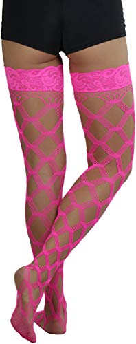 Image of ToBeInStyle Women's Multi-Strand Large Diamond Fence Net Thigh High Stockings