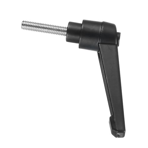 Image of uxcell Adjustable Clamping Lever Handle M5 x 20mm Metric 304 Stainless Steel Male Threaded Stud Hand Knobs Push Button Ratchet Rotating Screw Handles Bolts with Locking Lever Black
