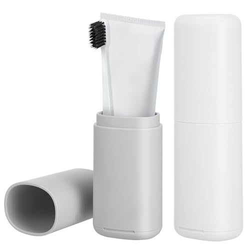 CIYODO 2個 携帯に便利な軽量製歯ブラシホルダー 旅行用歯ブラシケース 大容量で歯磨き粉や洗顔料も収納可能 清潔密閉設計 出張やアウトド