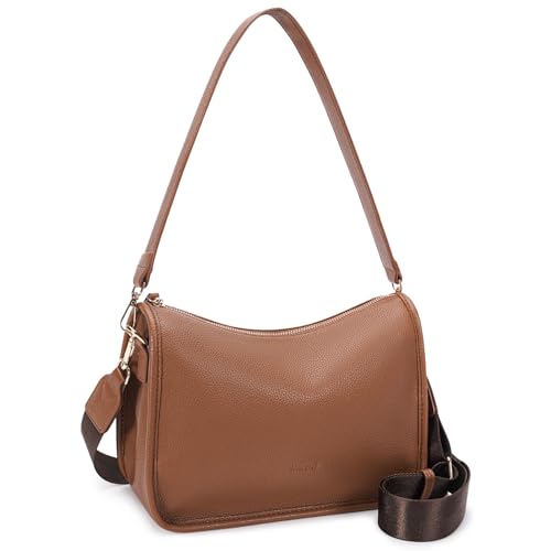 Image of HKCLUF Crossbody Bags Purses for Women Trendy,Vegan Leather Medium Crossbody Purse,Shoulder Bag with 2PCS Adjustable Strap