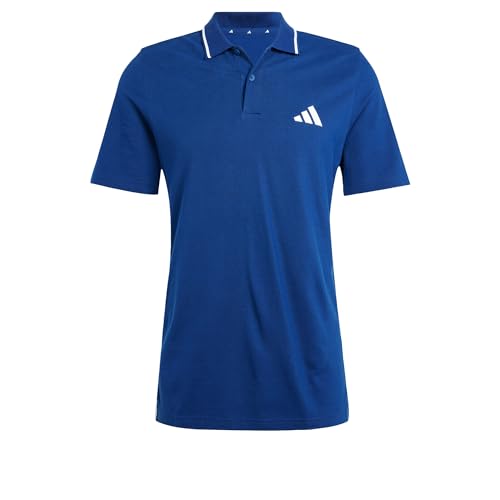 adidas Herren Essential Three Stripes Pique Polo Shirt, Dark Blue/White, XXL