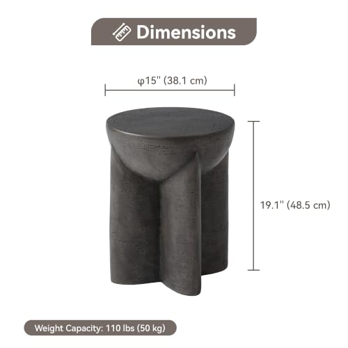 Image of COSIEST Outdoor Patio Side Table, Lightweight MgO Concrete Accent Table