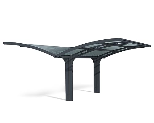 Canopia by Palram Carport Bausatz Arizona Wave 495 x 578cm Doppelcarport Polycarbonat in Anthrazit für PKW aus rostfreiem Aluminium
