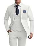 Men's 3 Piece Slim Fit Suit Ivory Wedding Suits for Men Big and Tall Groomsmen Tuxedo Casual Suit 3XL
