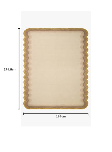 Image of Modern Irregular Shape Pattern Wool Carpet with Loop Texture Yarn Anti Shedding Carpet Size 6x9 Feet B3 Gold Multi Color
