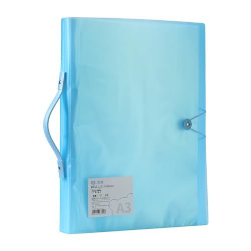 Image of Art Portfolio Folder with Handle and Clear Sleeves 60 Pockets Display 120 Pages Plastic Painting Presentation Storage Book for Artwork Files Document (1, Sky Blue, A3-17 x 13 inch)