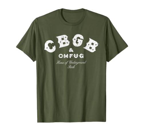 Image of CBGB Classic Logo On Black T-Shirt, Men, Olive Green, 3X-Large