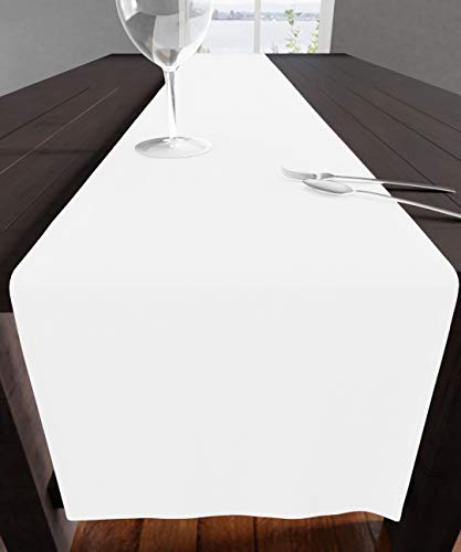 Encasa Homes Table Runner for 6 Seater Dining - White - Large 13"x72", 100% Cotton Plain Dyed Solid Colours Decorative Cloth for Party, Banquet, Restaurant & Outdoors - Machine Washable - Image 5