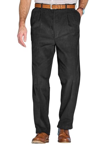 Chums Men's HIGH-Rise Pants Luxury Cotton Corduroy Trousers Black