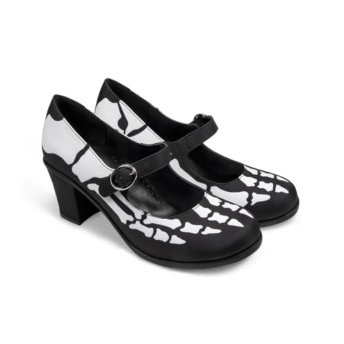 Image of Hot Chocolate Design Artistic Women's Mid Heel Strap Pumps | Block Heel Design, Vegan Faux-Leather Upper, Padded Footbed, Buckle Closure, Occasion Pumps for Women