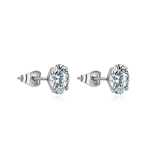 G23 Titanium CZ Stud Earrings for Sensitive Ears, Titanium Cubic Zirconia Stud Earrings for Women 3mm 4mm 5mm 6mm 7mm 8mm2